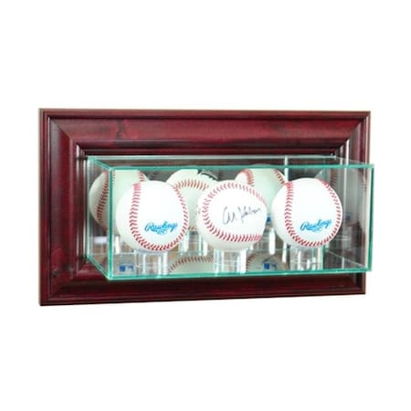 Perfect Cases Perfect Cases WMTRPB-C Wall Mounted Triple Baseball Display Case; Cherry WMTRPB-C